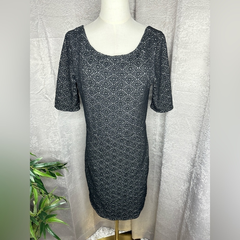Free People Lady Pucker Scoop Back Textured Mini Dress in Black Sz L